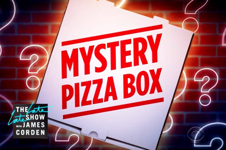 Mystery Pizza Box segment on The Late Late Show with James Corden features male strippers from The Hollywood Men