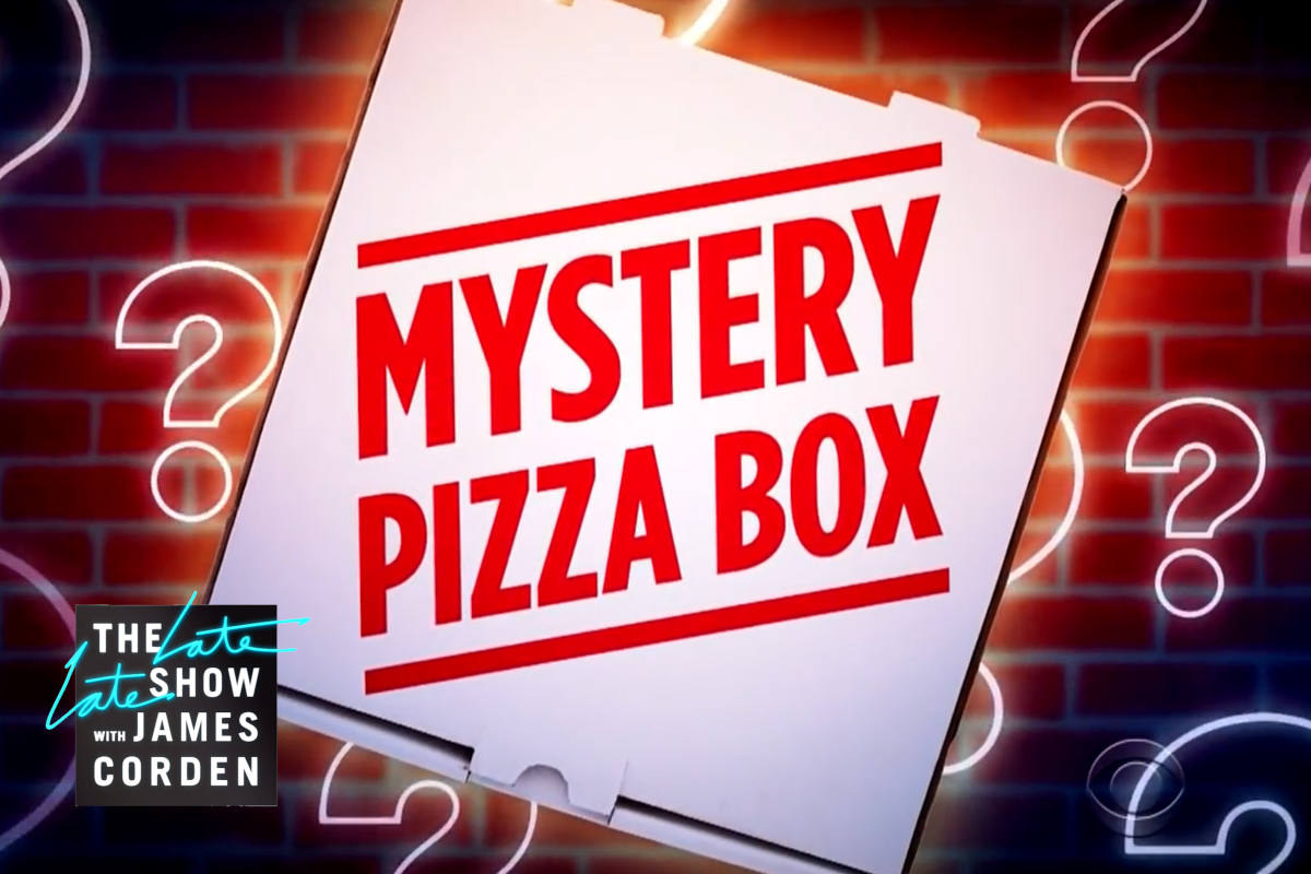Mystery Pizza Box segment on The Late Late Show with James Corden features male strippers from The Hollywood Men