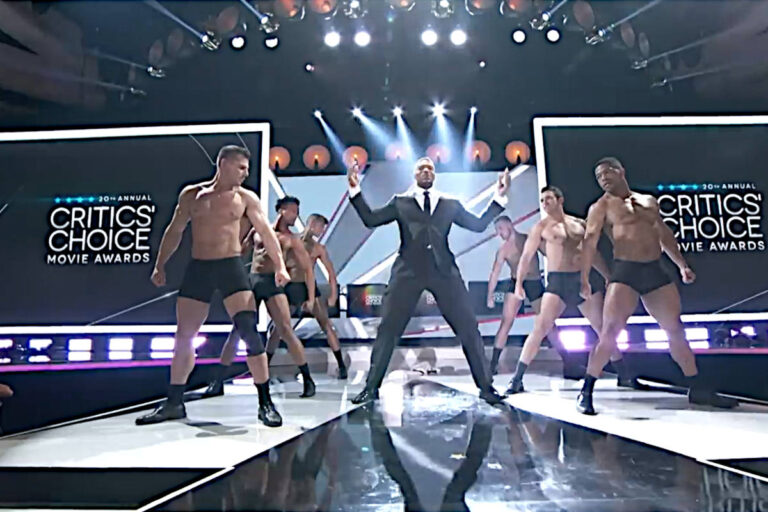 the hollywood men lead dancer brian strips at critics choice awards