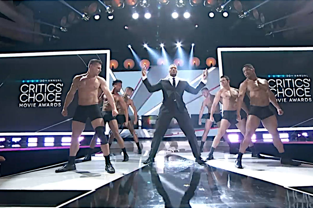 the hollywood men lead dancer brian strips at critics choice awards