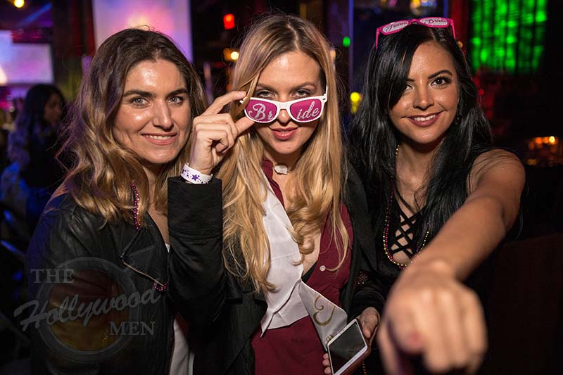 3 ladies celebrating a bachelorette party at The Hollywood Men