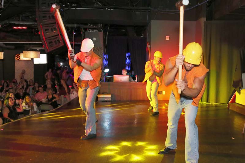 Construction male strip act at The Hollywood Men
