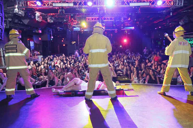 Firemen male strip act at The Hollywood Men Show