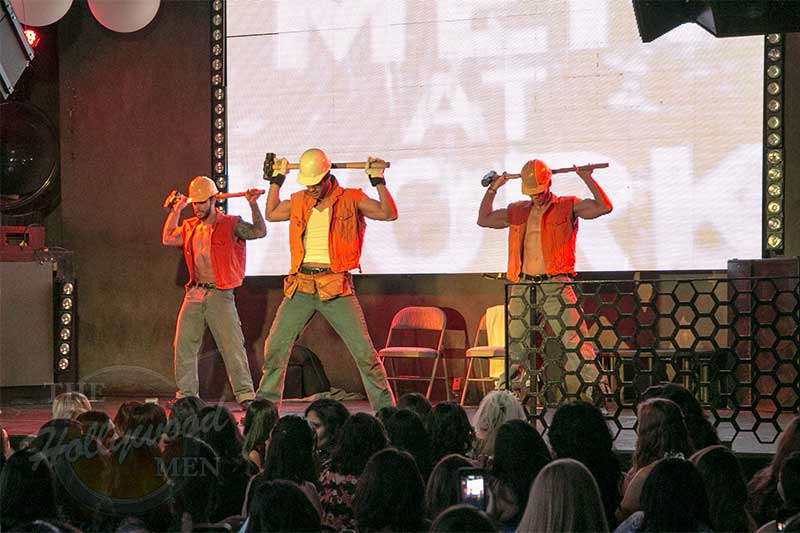 construction workers male strip act performed by the hollywood men in los angeles - flip 1