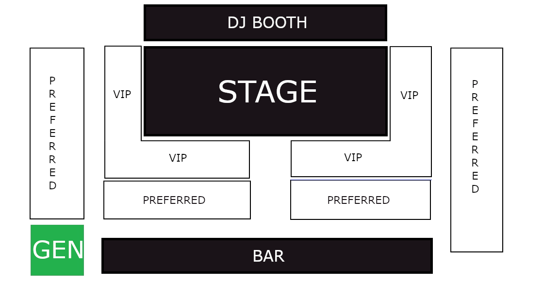 General seating chart at Jungle Hollywood