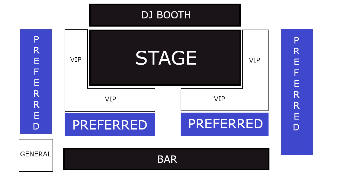 Preferred seating chart at Jungle Hollywood