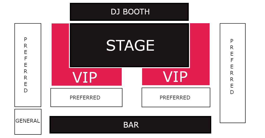 VIP seating chart at Jungle Hollywood